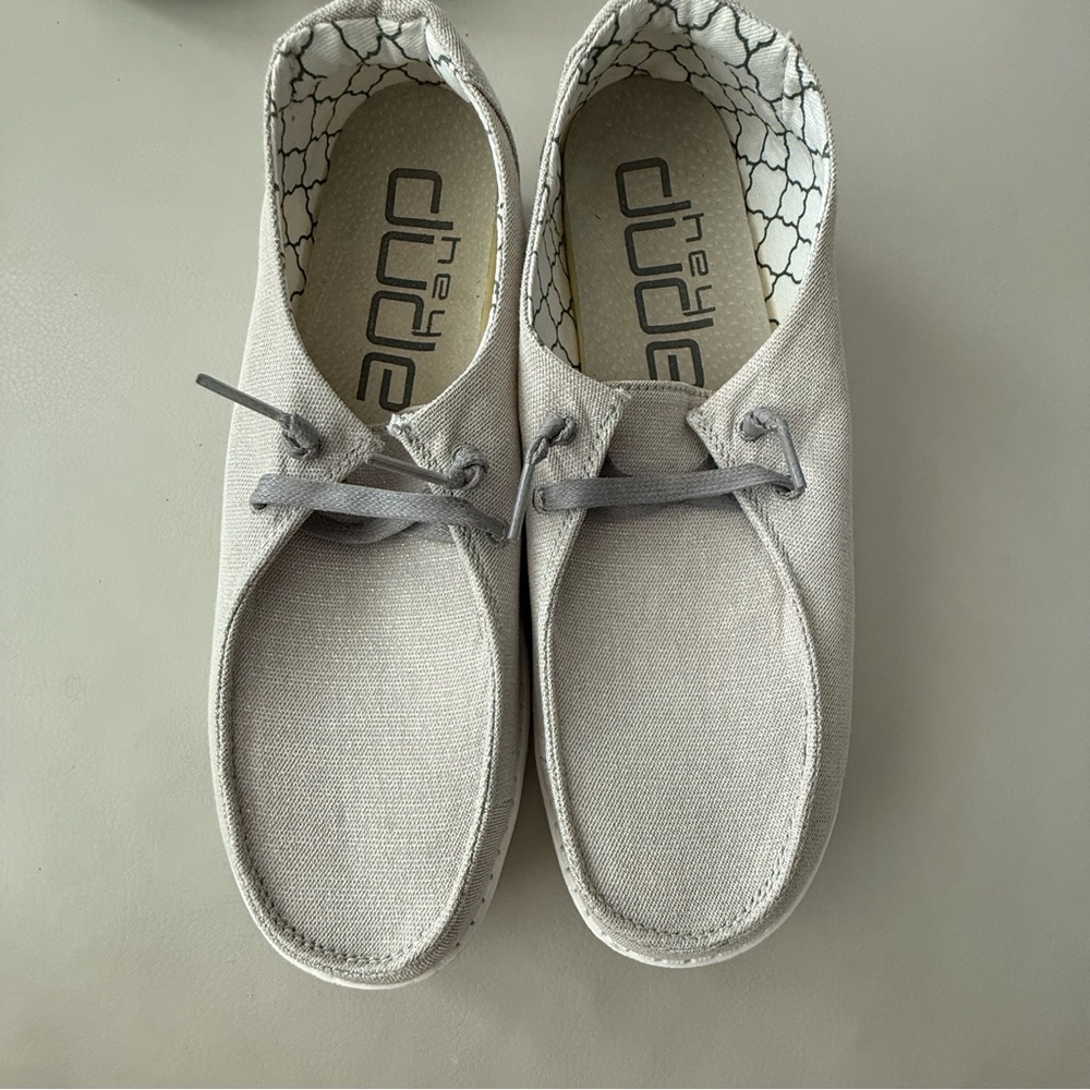 Hey Dude Womens Gray Shimer Casual Shoes